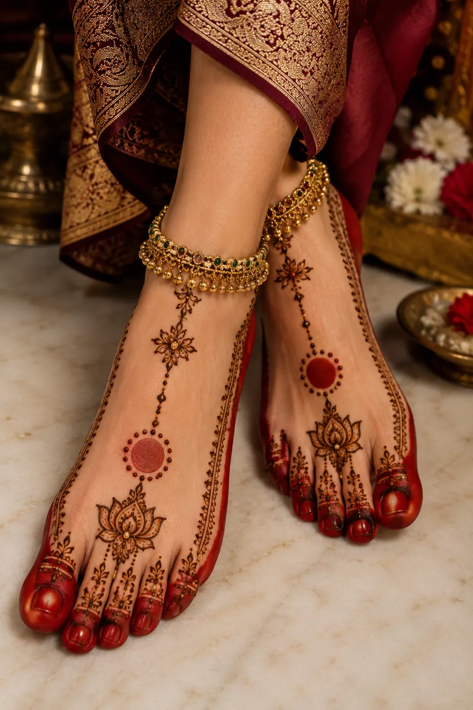 Trendy Feet Mehndi Design #16