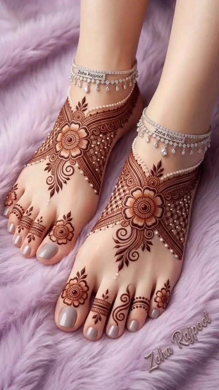 Graceful Feet Mehndi Design #37