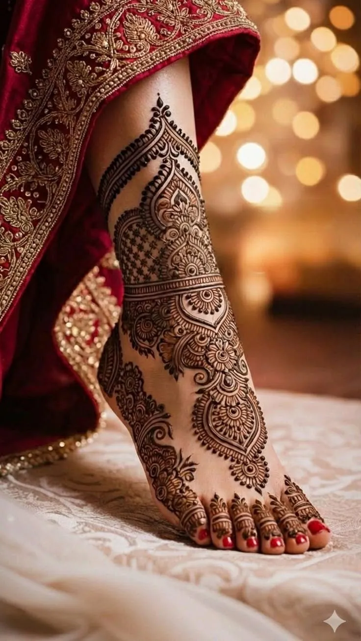 Trendy Feet Mehndi Design #6