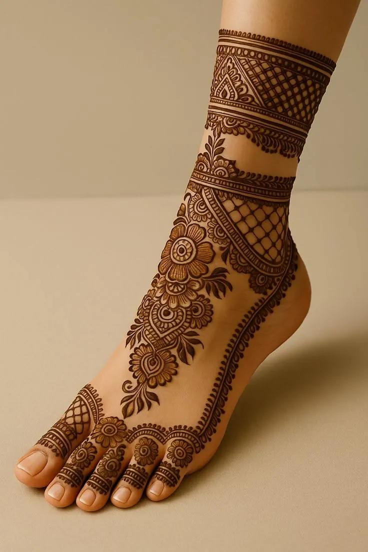 Charming Feet Mehndi Design #9