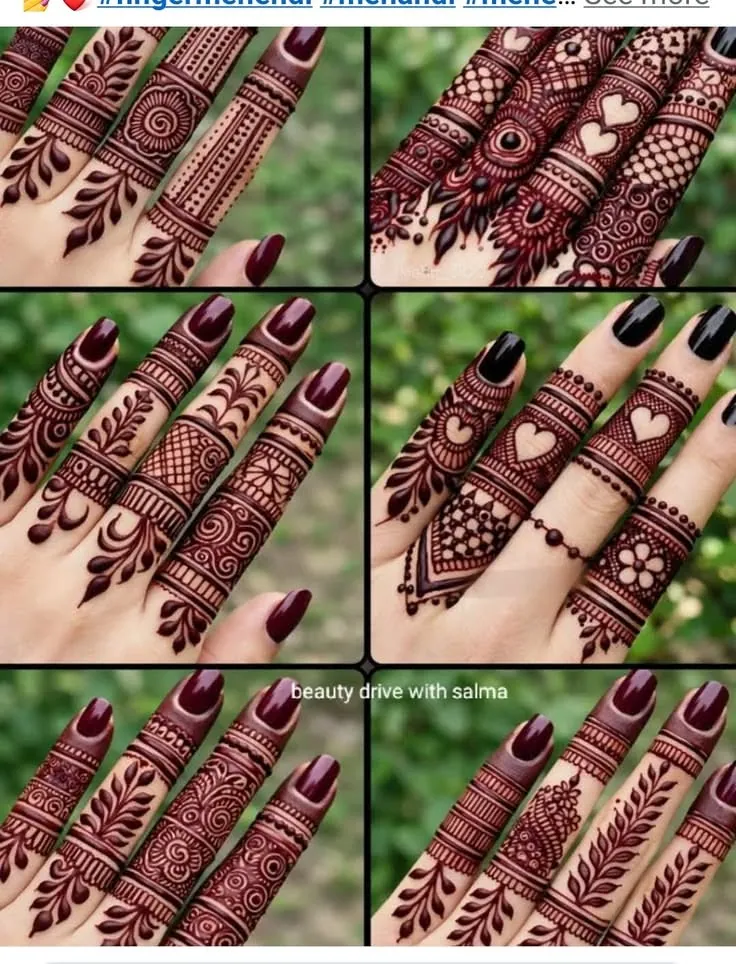 Classic Finger Mehndi Design #12