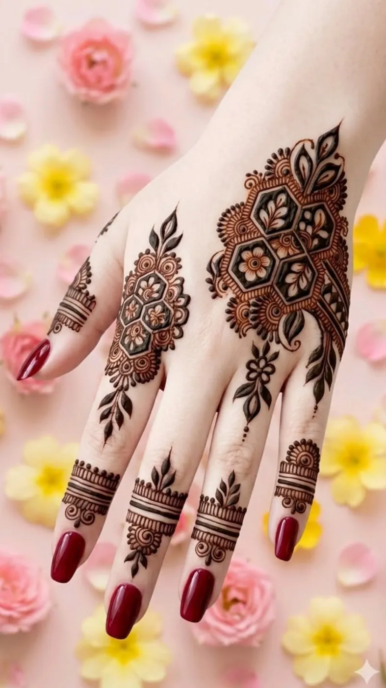 Beautiful Finger Mehndi Design #34