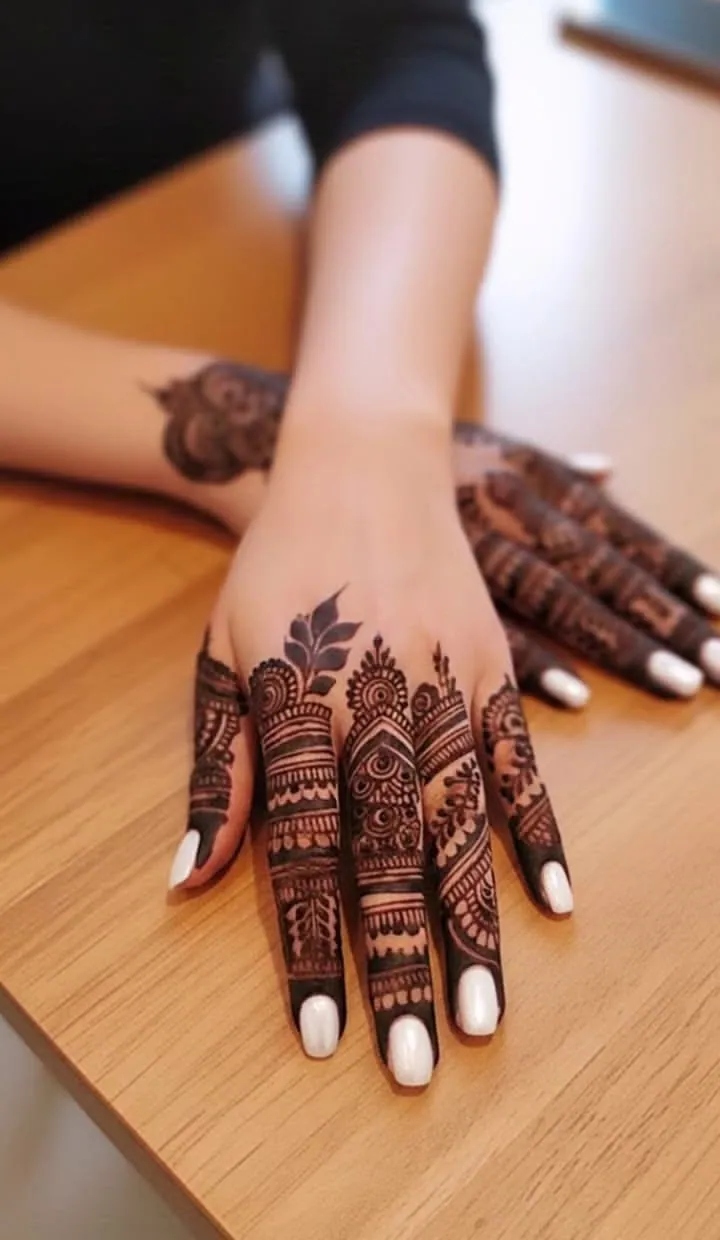 Trendy Finger Mehndi Design #36