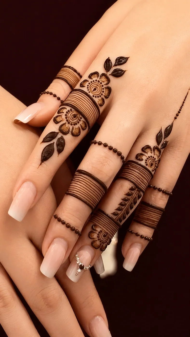 Classic Finger Mehndi Design #42