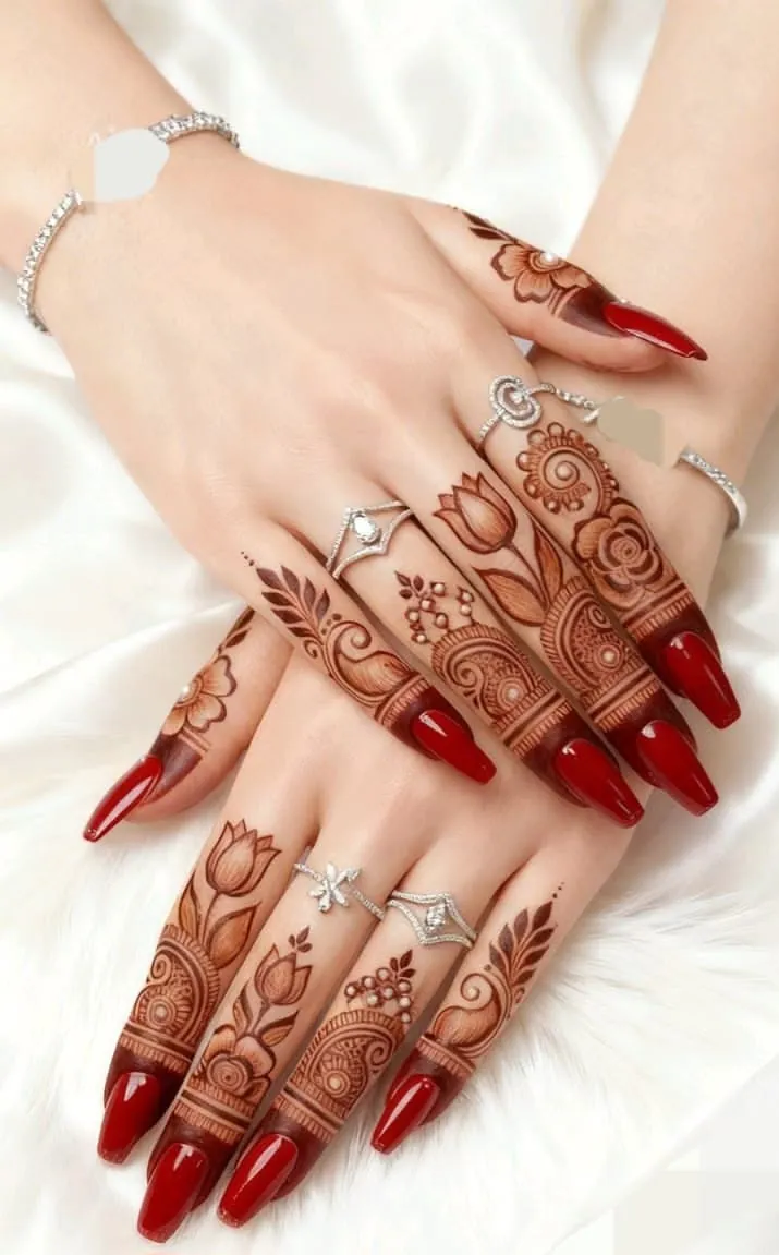 Trendy Finger Mehndi Design #56