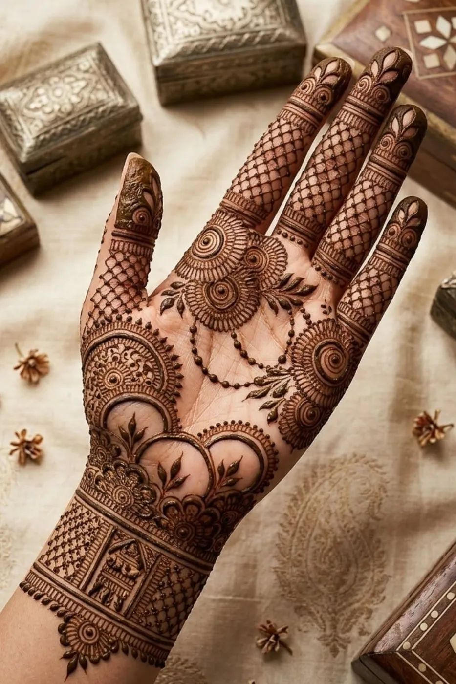 Charming Front Hand Mehndi Design #19