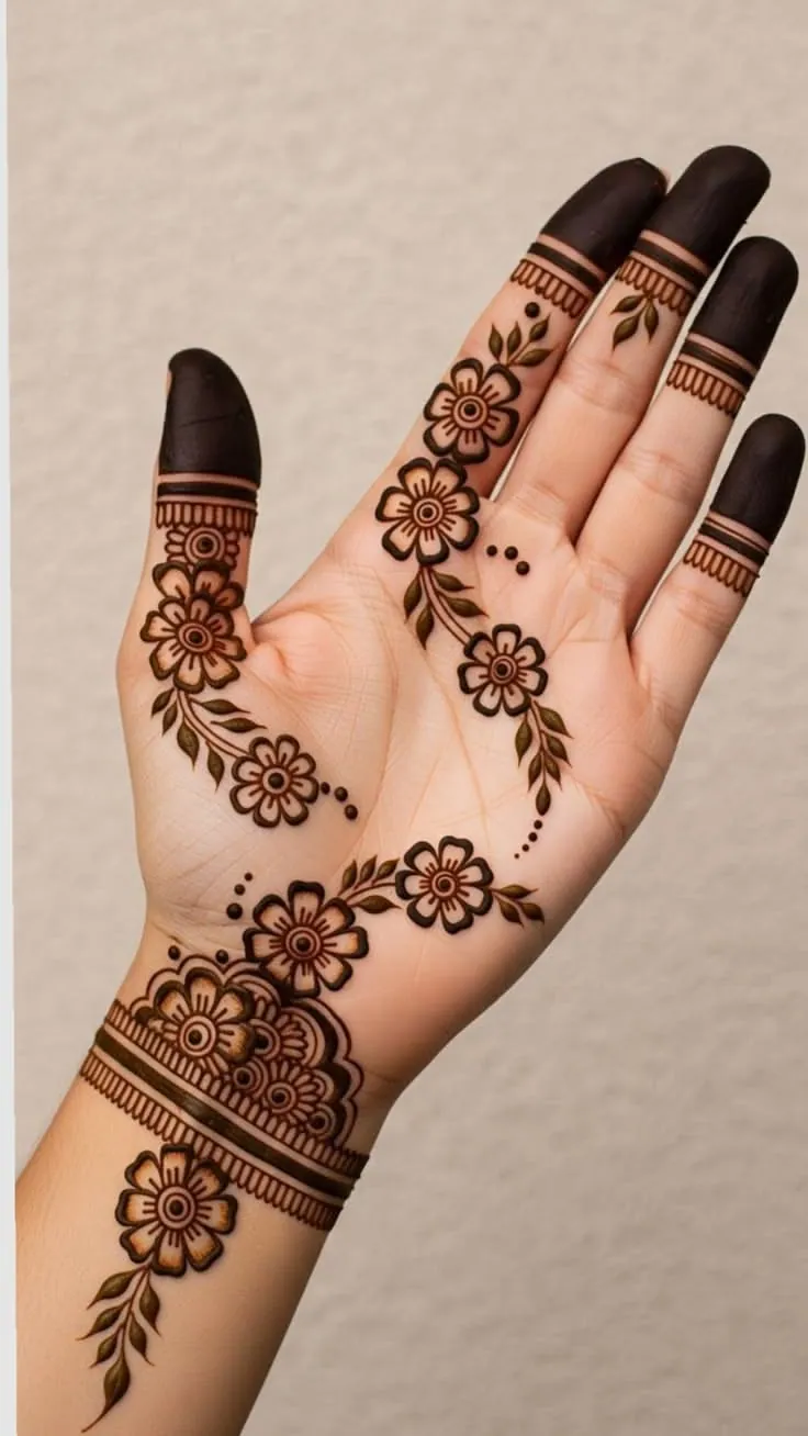 Beautiful Front Hand Mehndi Design #34