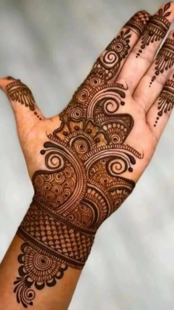 Beautiful Front Hand Mehndi Design #44