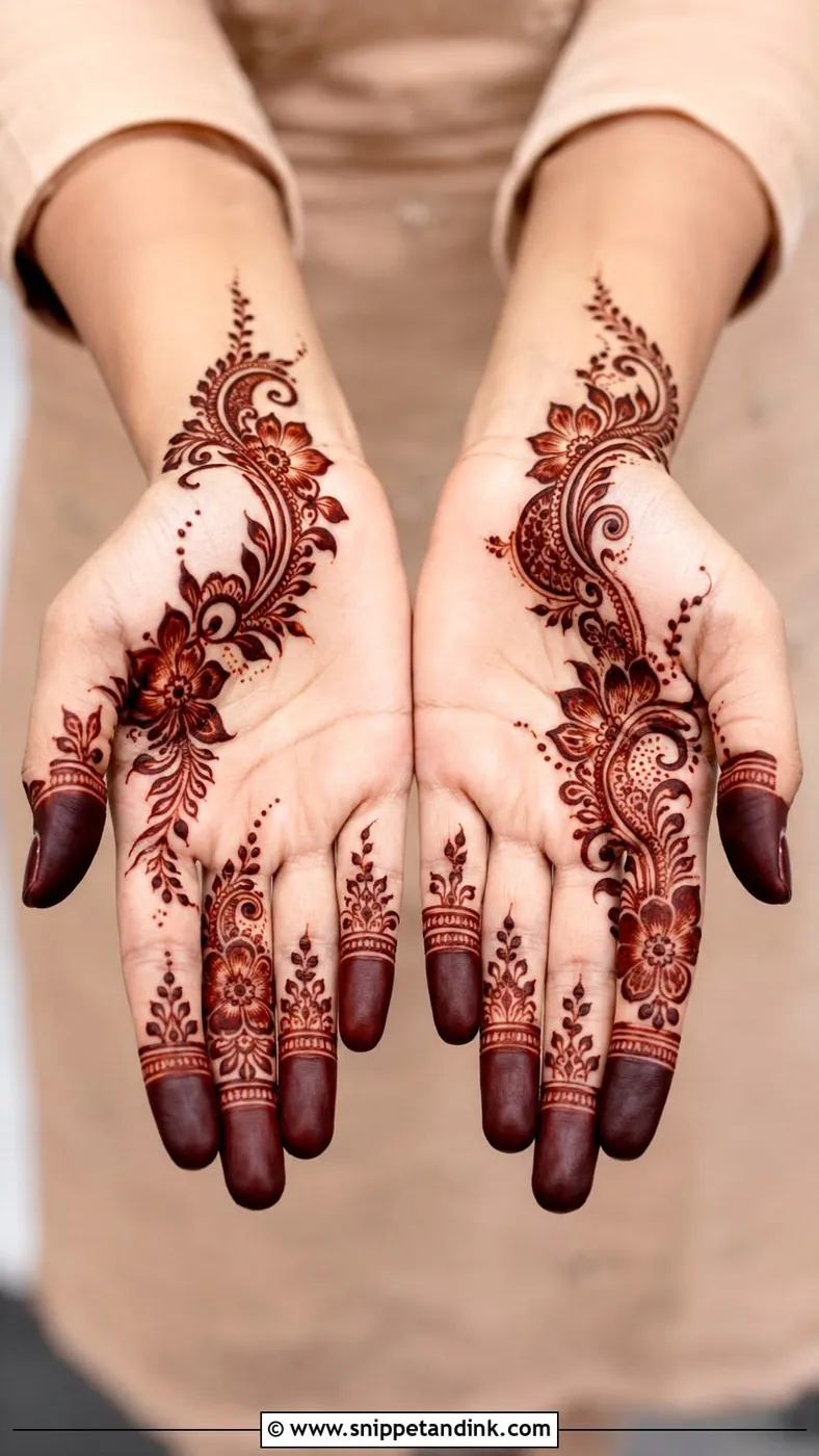 Charming Front Hand Mehndi Design #9